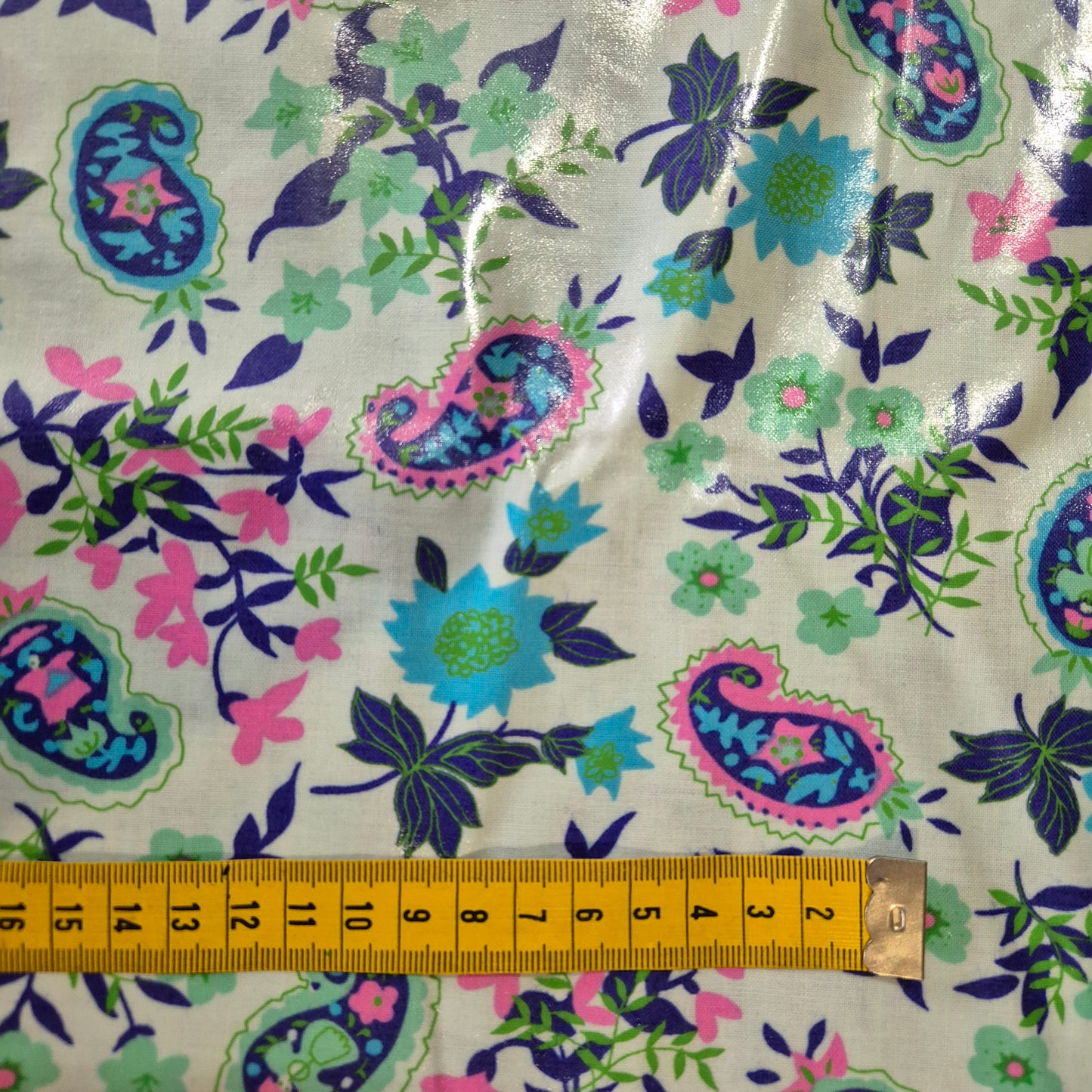Laminated Cotton - Floral Paisley - 135cm remnant - Fabric Rescue