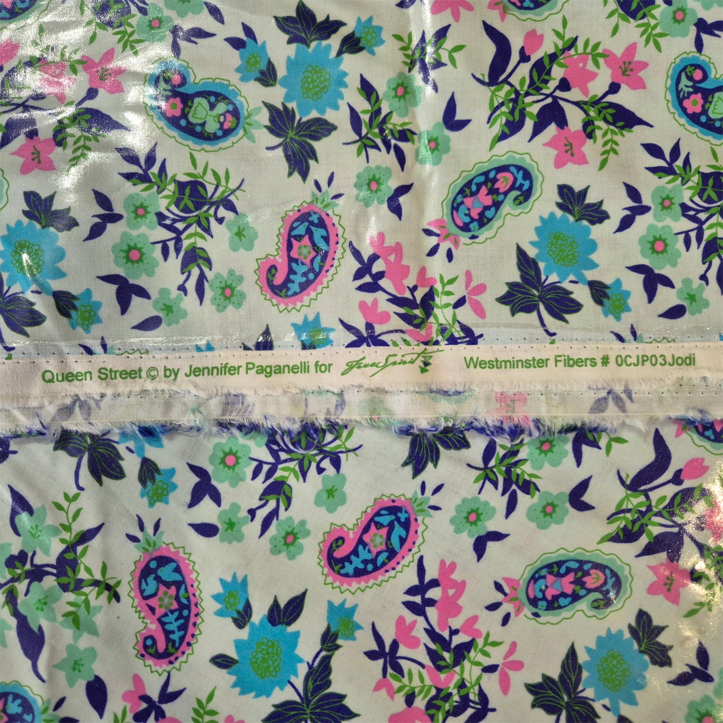 Laminated Cotton - Floral Paisley - 135cm remnant - Fabric Rescue