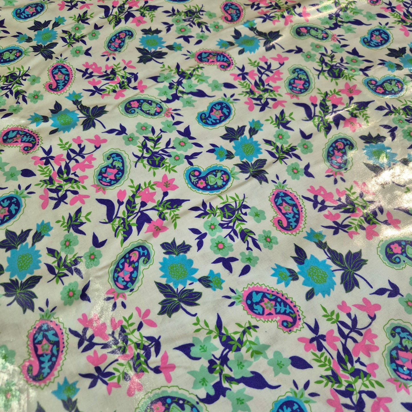 Laminated Cotton - Floral Paisley - 135cm remnant - Fabric Rescue