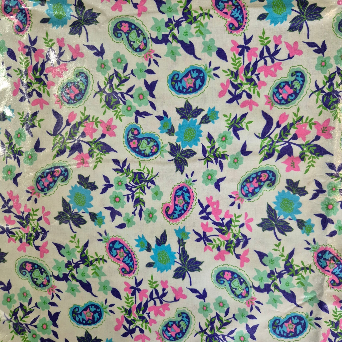 Laminated Cotton - Floral Paisley - 135cm remnant - Fabric Rescue
