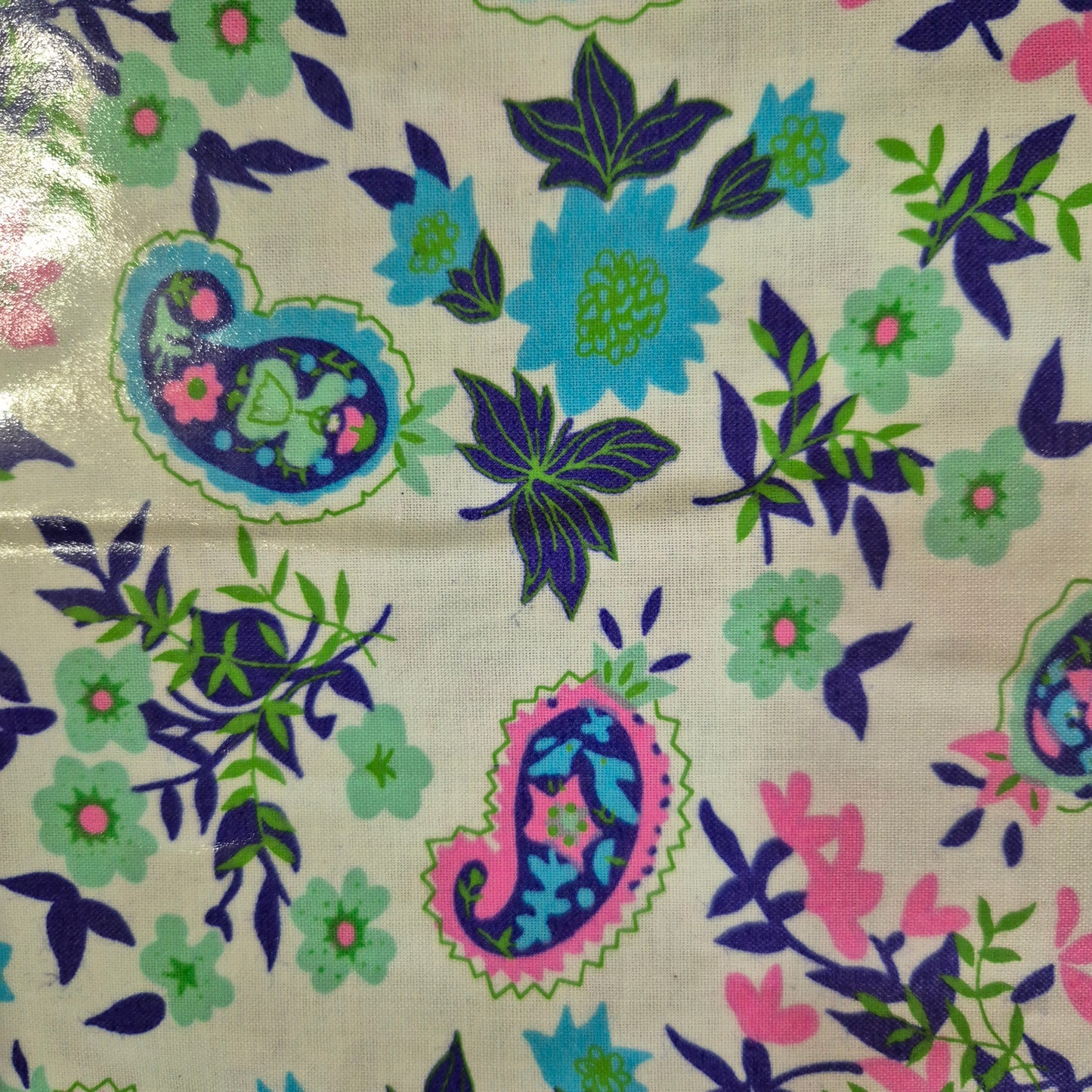 Laminated Cotton - Floral Paisley - 135cm remnant - Fabric Rescue