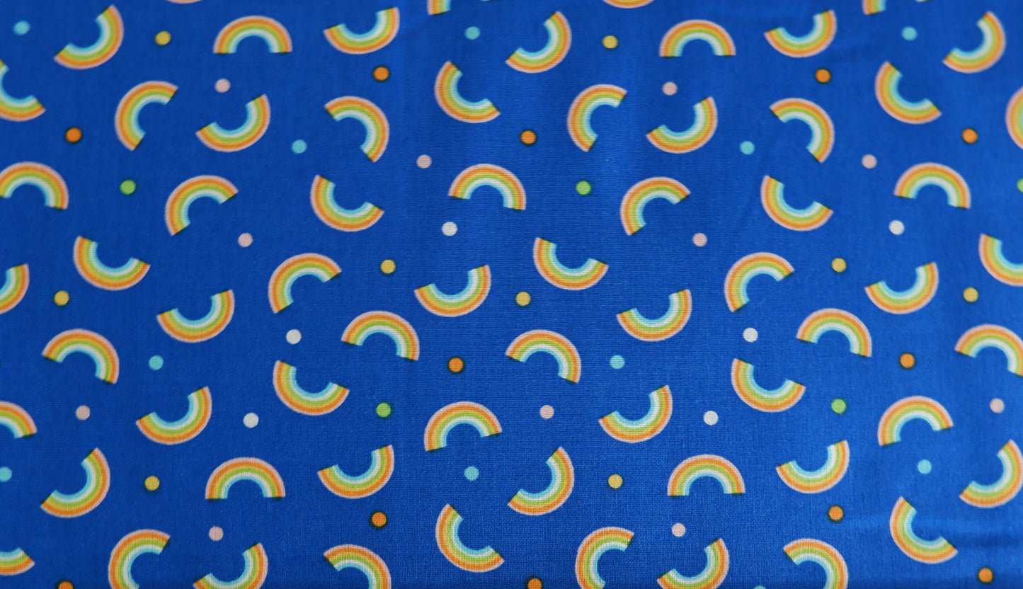 Cotton Fabric - Little Rainbows on Royal Blue - Noah's Journey - Benartex