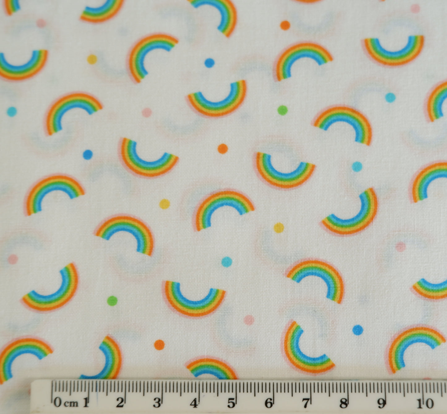 Cotton Fabric - Little Rainbows on White - Noah's Journey, Benartex