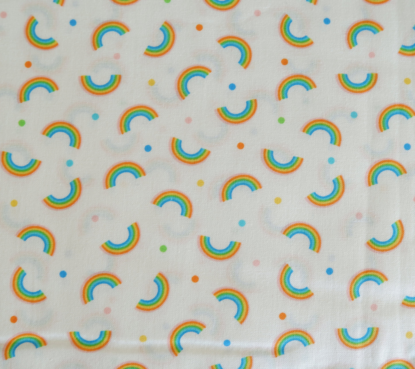 Cotton Fabric - Little Rainbows on White - Noah's Journey, Benartex