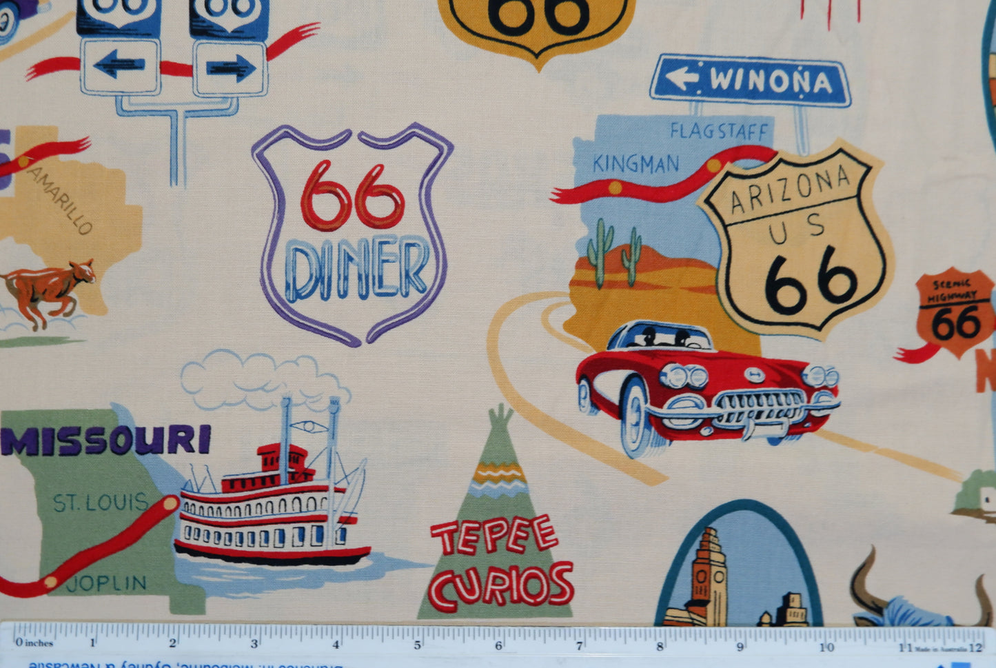 Cotton Fabric - route 66 - Fabric Rescue