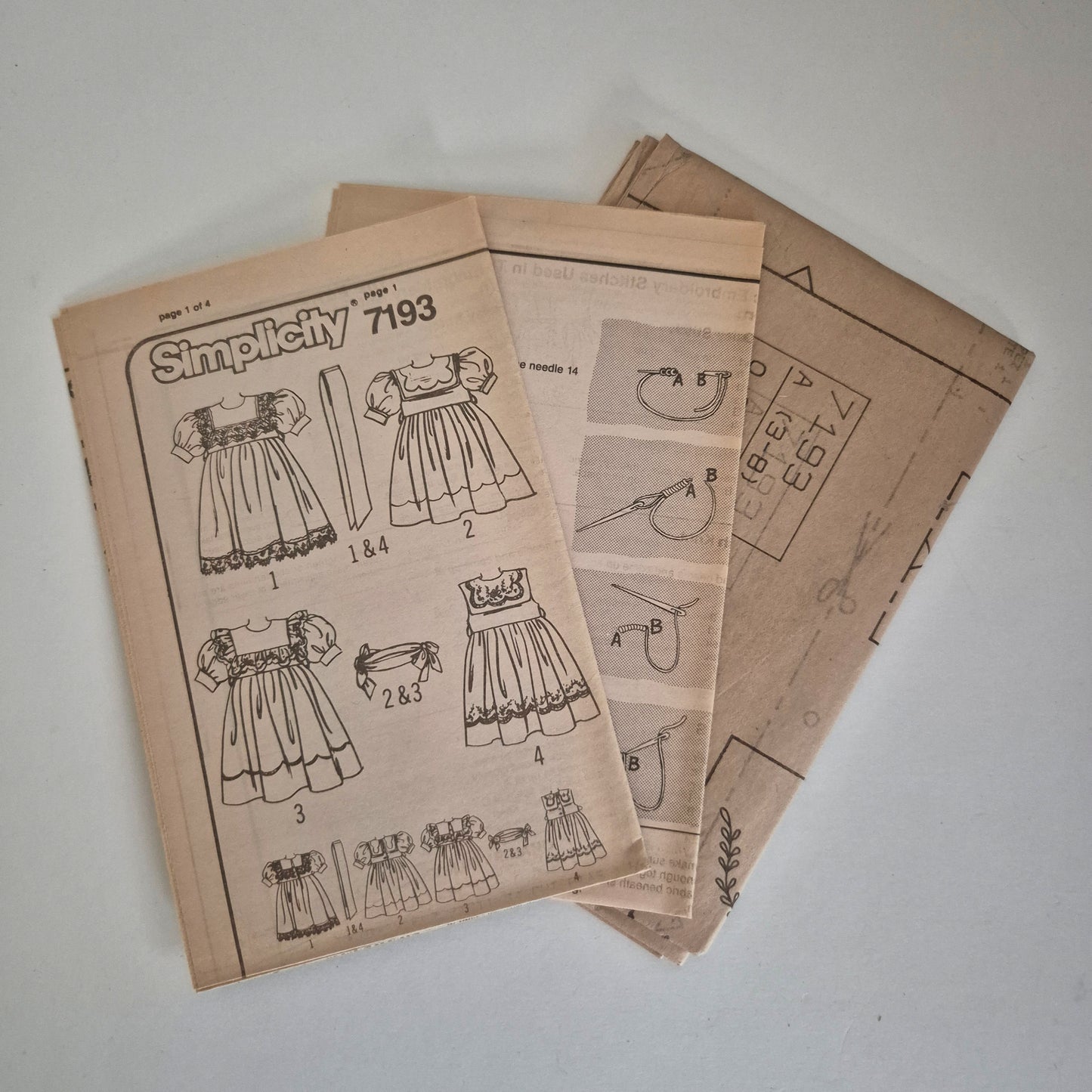 Simplicity 7193, girls dress pattern, sizes 3 to 8