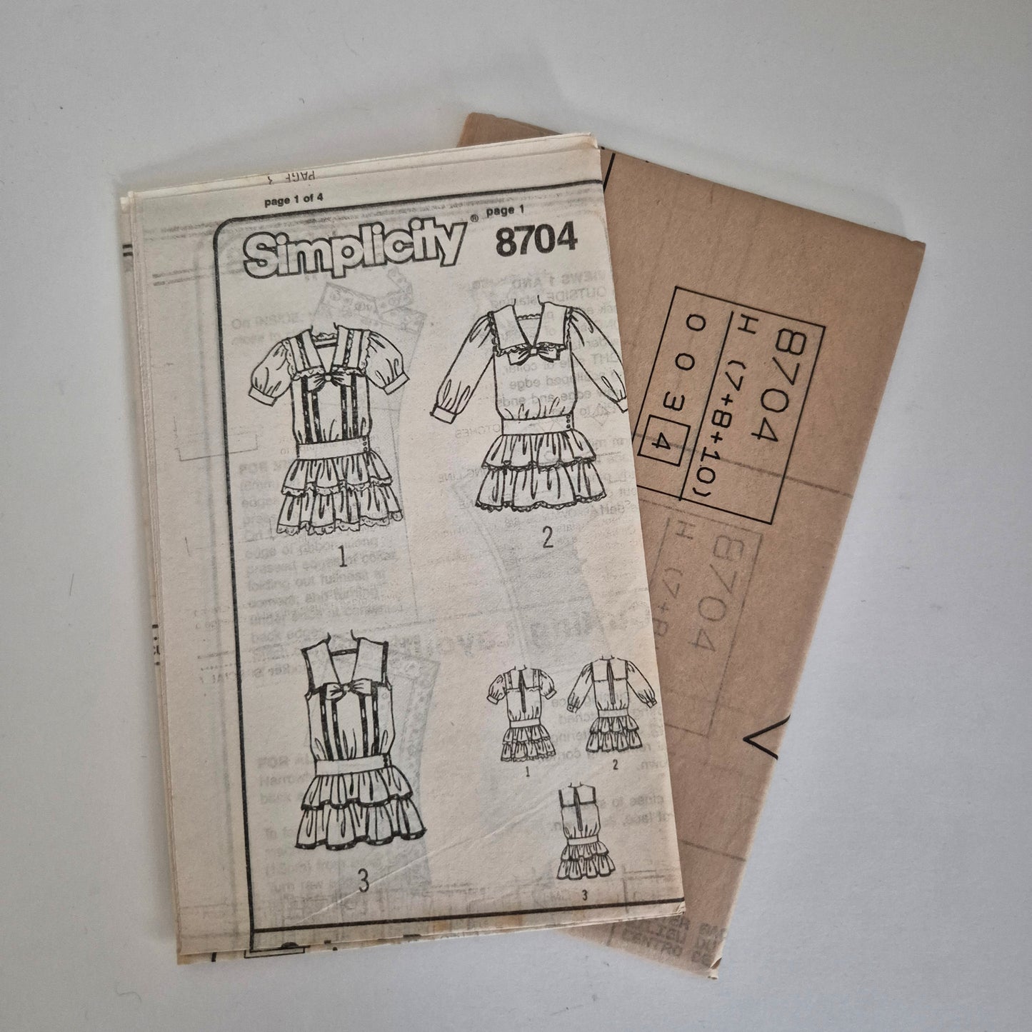 Simplicity 8704, Vintage flower girl dress pattern, Size 7 to 10