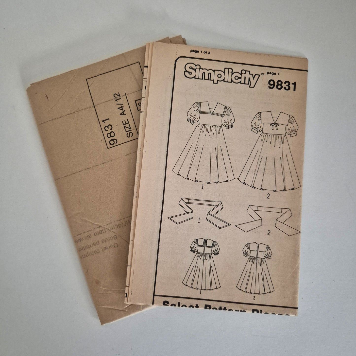 Simplicity 9831, Child's dress pattern, Size 4 to 12