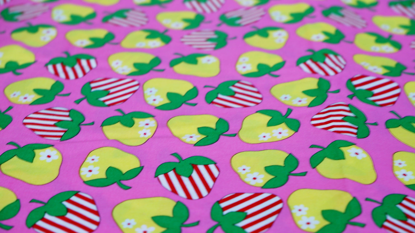 Cotton Remnant - Strawberries on Pink - Fabric Rescue