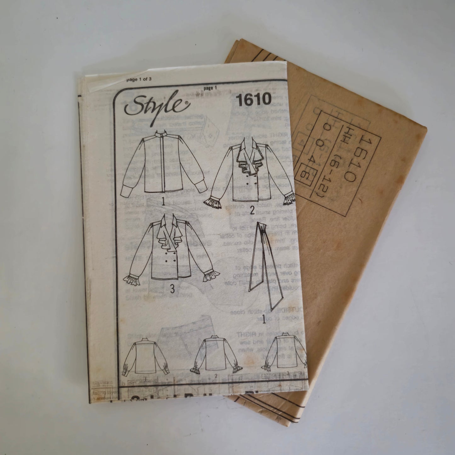 Style 1610, blouses pattern, Sizes 6 to 12