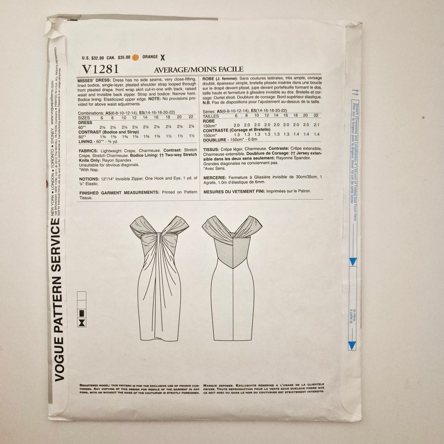 Vogue V1281 dress pattern. Sizes 6 - 14