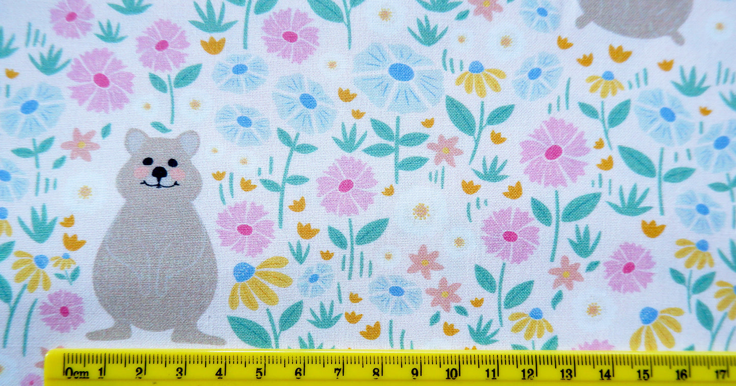 Fat Quarter - Wild Garden range - Quokka design - Cotton Fabric