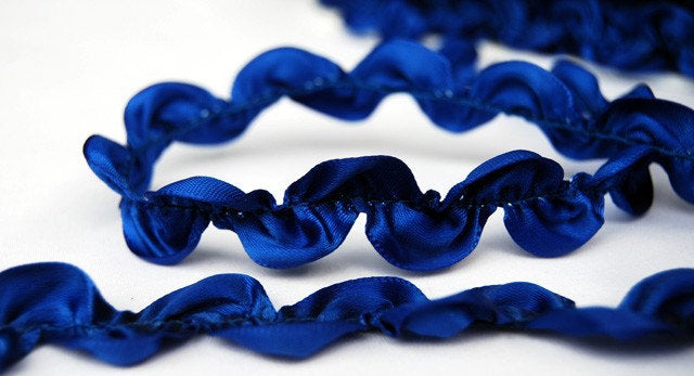 Royal Blue Satin Ric Rac Trim