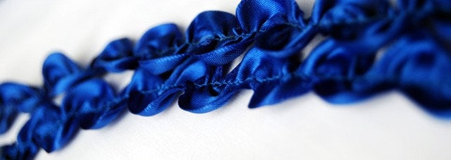Royal Blue Satin Ric Rac Trim