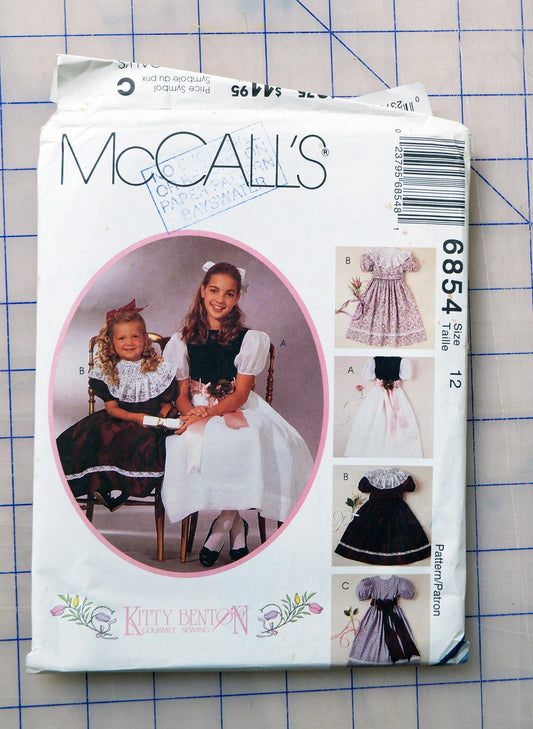 McCall's 6854 girls dress pattern, size 12