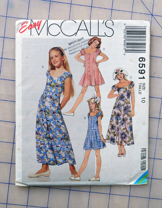 McCall's 6591 pattern, girls dress jumpsuit romper size 10