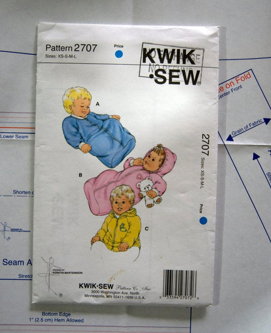 Kwik Sew 2707 Baby buntings and jacket pattern Sizes XS - L