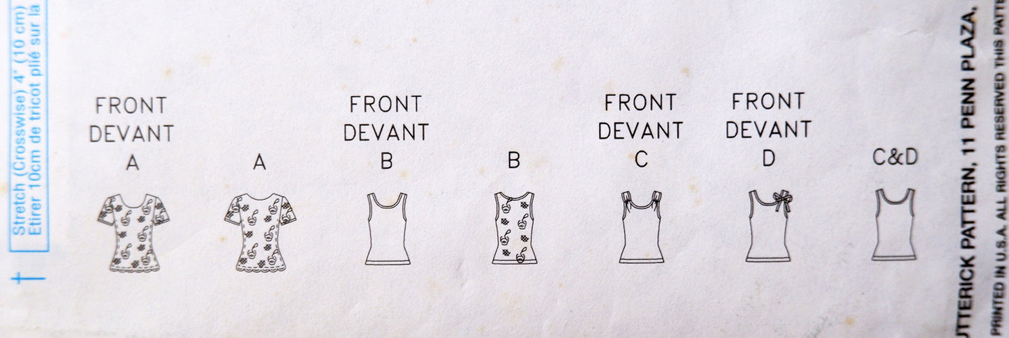 Butterick 3454, top pattern, sizes 12 to 16