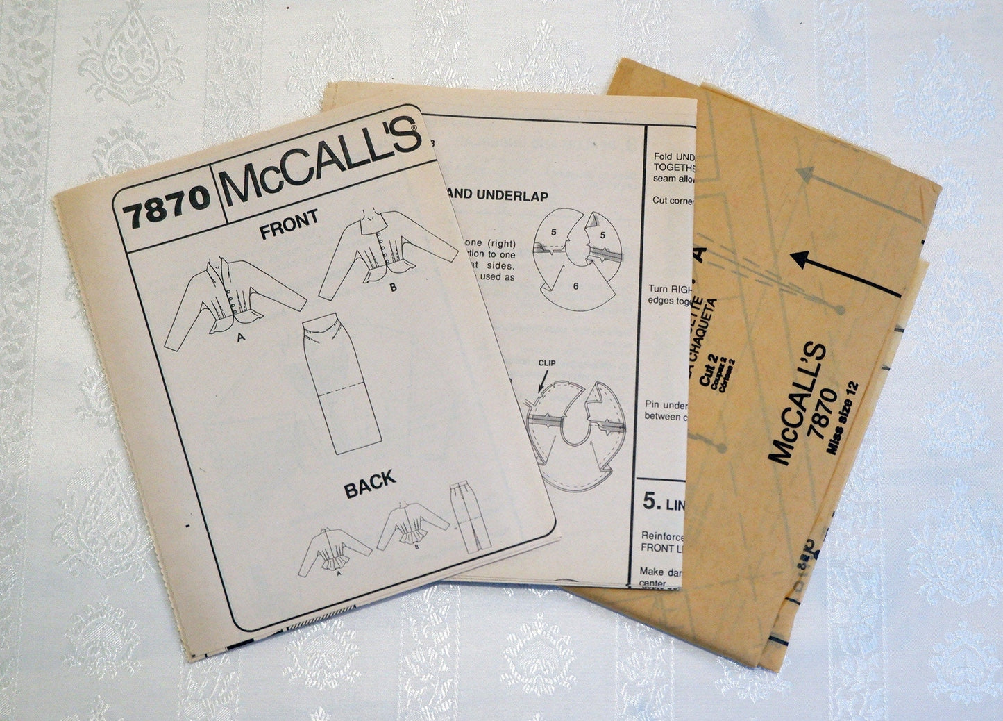 McCall's 7870, lined jacket and skirt pattern, Size 12