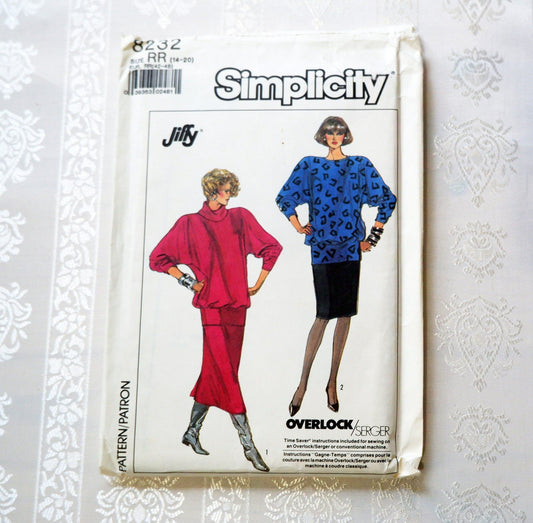Simplicity 8232, pull on skirt and pullover top pattern, sizes 14 - 20