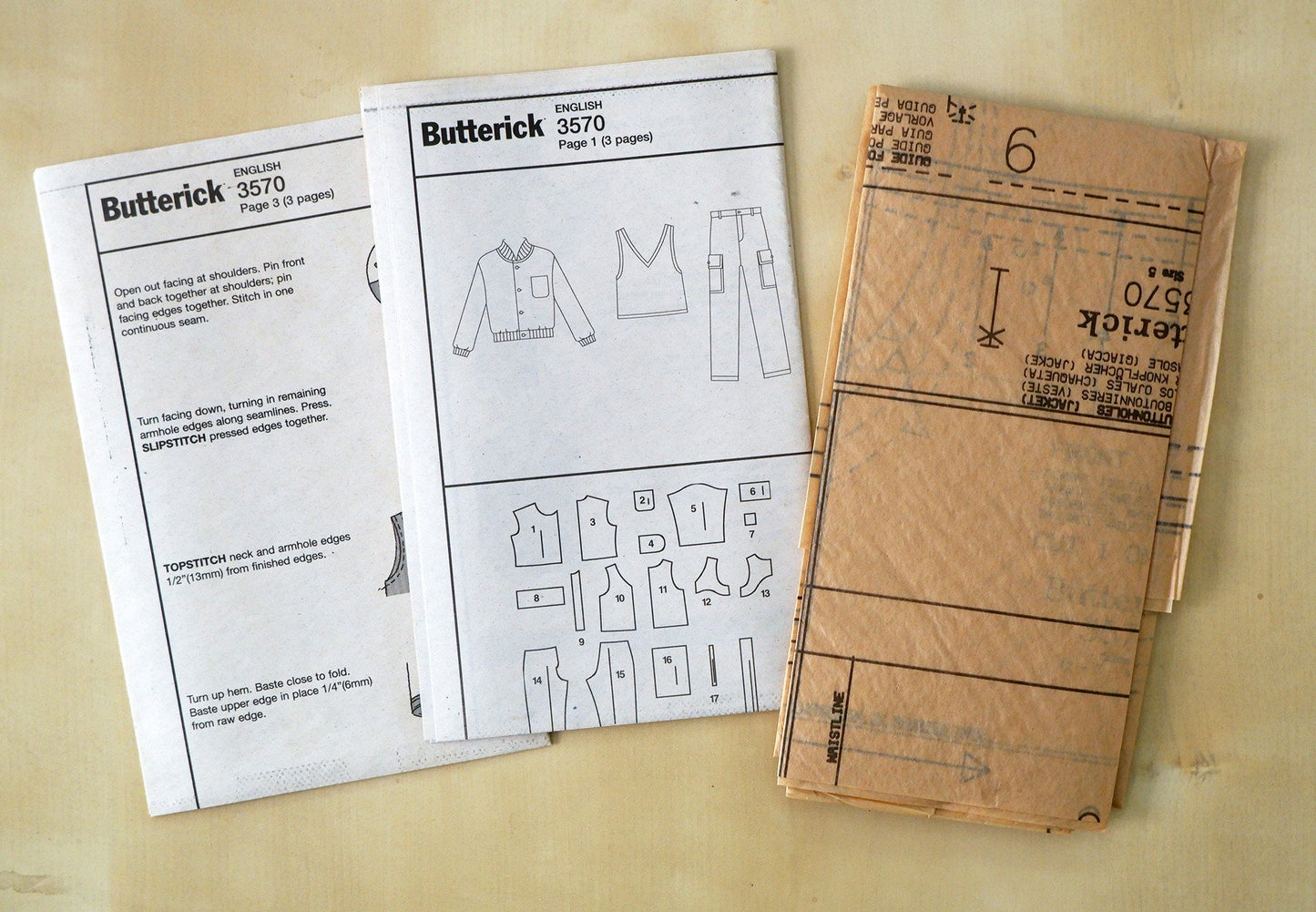 Butterick 3570, boys jacket vest and pants pattern. Sizes 2 - 5
