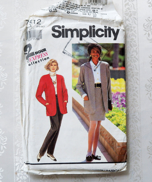 Simplicity 7512, pants skirts and jacket pattern, size 6 - 24