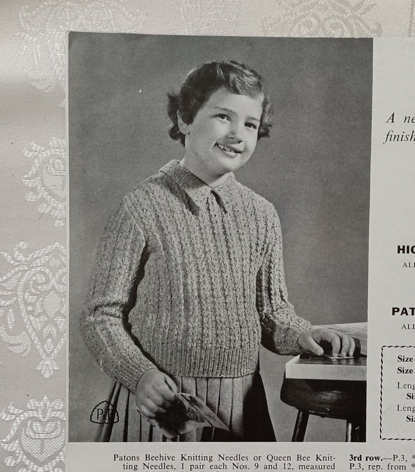 Patons knitting book 549, knitting patterns, jumpers, skirt, hat, gloves, jacket.
