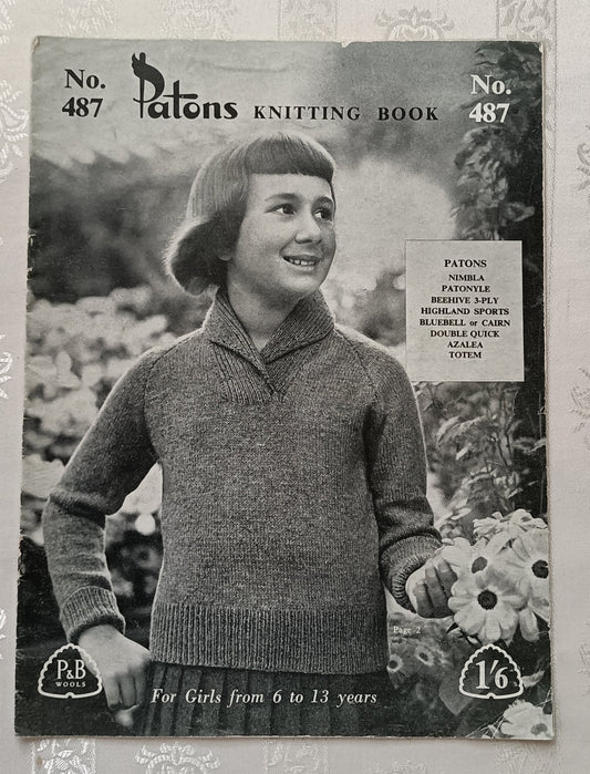Patons knitting book 487 knitting patterns for girls from 6 - 13
