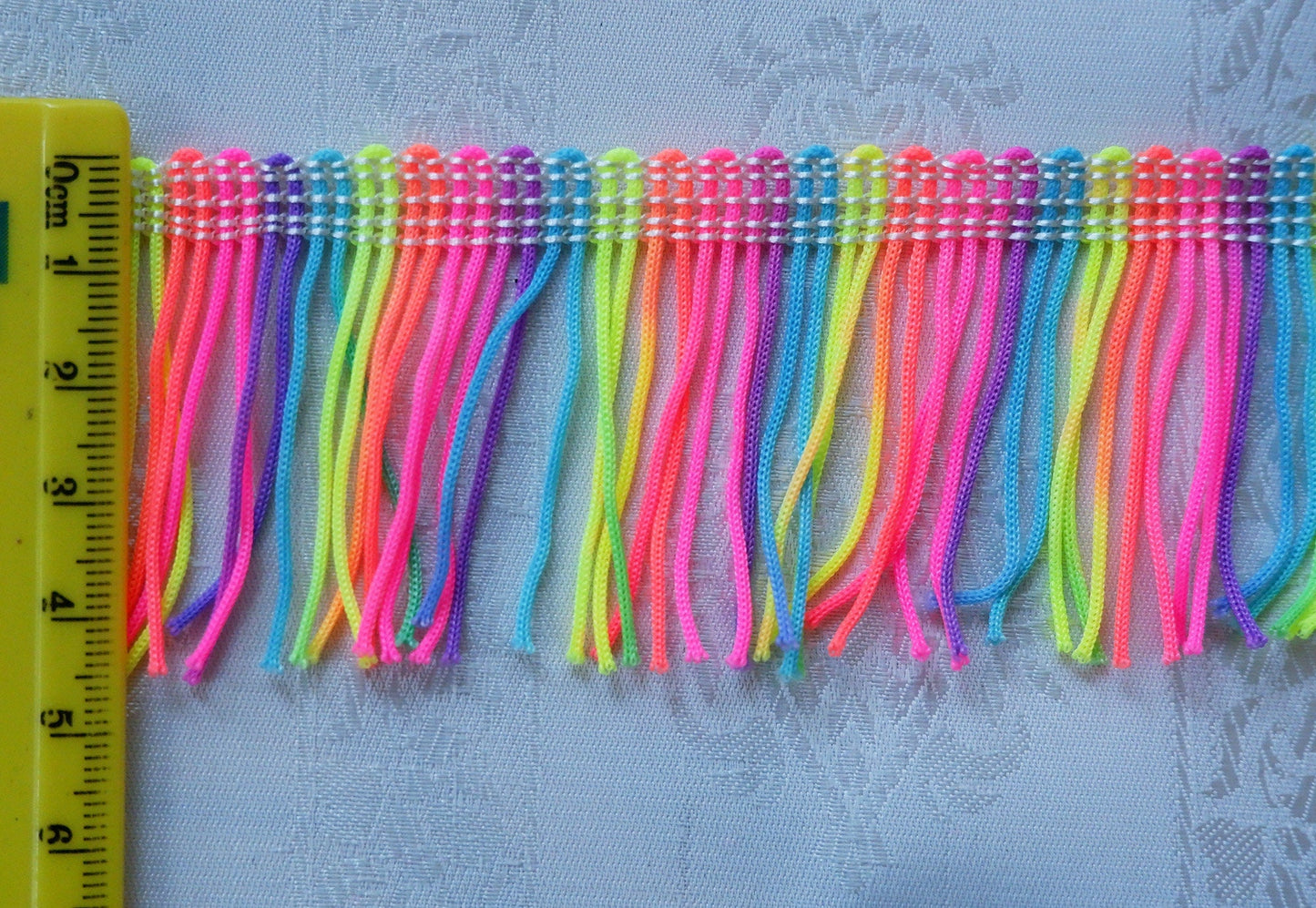 Neon Rainbow Fringe Trim, 45mm Fringe