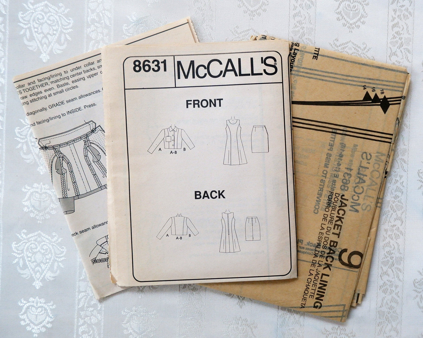 McCall's 8631, misses lined jacket dress and skirt pattern, Sizes 14 - 18
