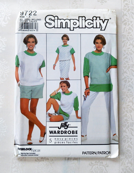 Simplicity 9722, dress tunic top pants and shorts pattern, Sizes 6 - 24