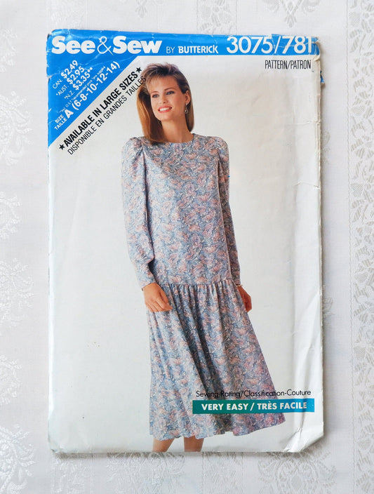 See and Sew 3075-781, dress pattern, sizes 6 - 14 and petite