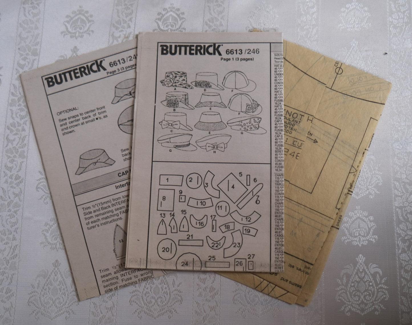 Butterick 6613, girls and boys hats pattern, sizes S - L