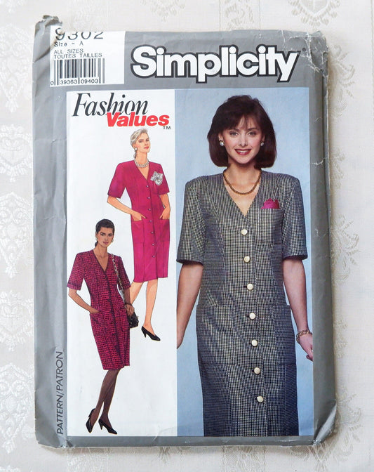 Simplicity 9302, Petite semi fitted dress pattern, sizes 8 - 18