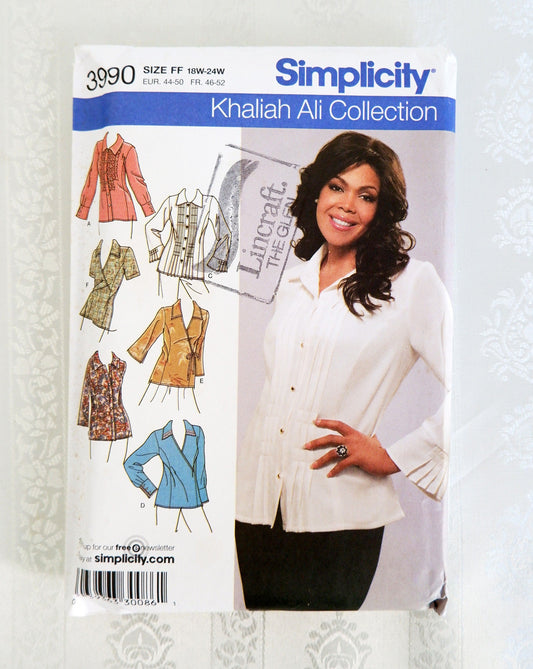 Simplicity 3990, womens shirts pattern, sizes 18W - 24W
