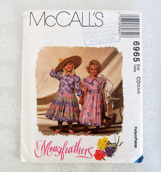 McCall's 6965, girls dresses pattern, sizes 2 - 4