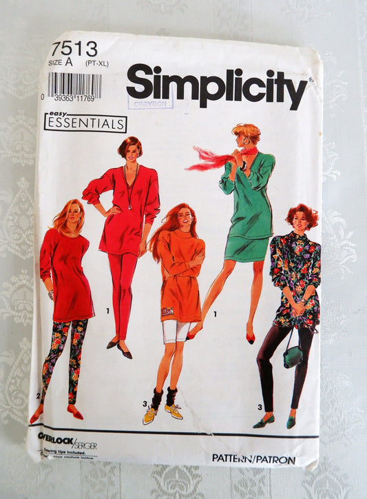 Simplicity 7513, Misses' pants shorts skirt and tunic pattern, sizes Petite - XL