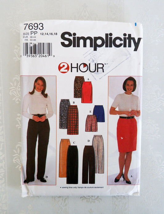 Simplicity 7693, misses skirt pants and shorts pattern, sizes 12 - 18