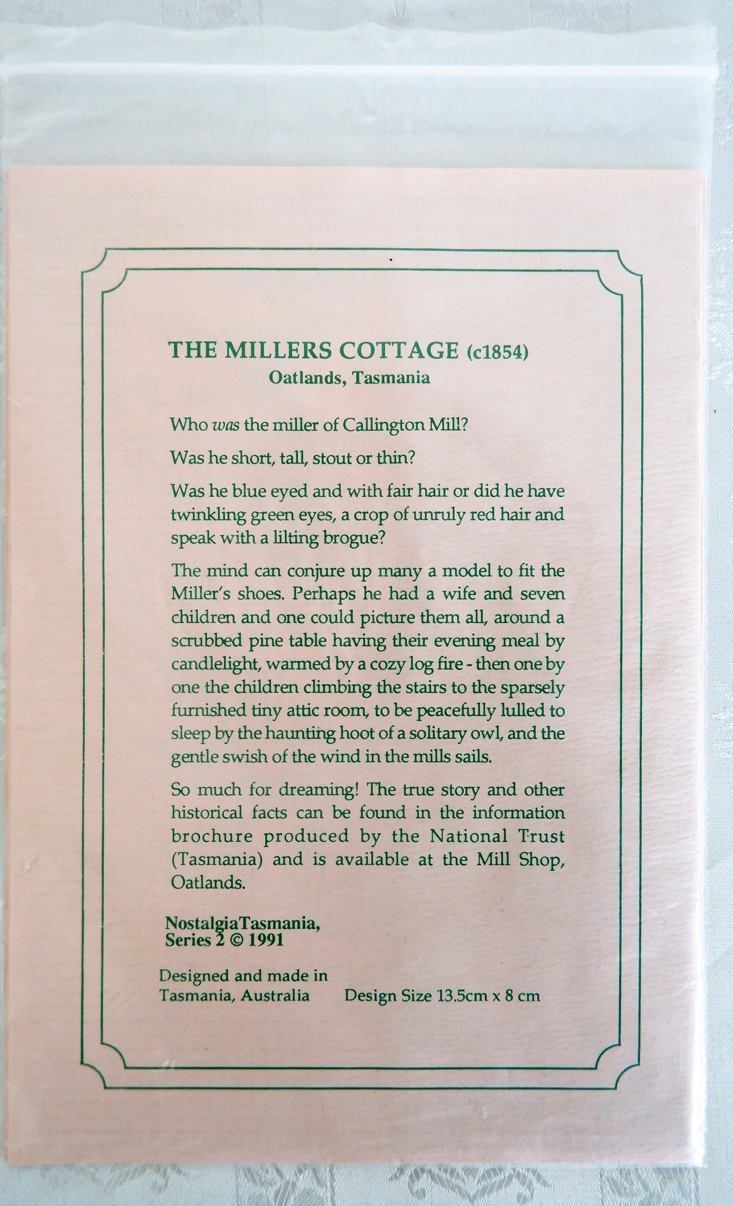 The Millers Cottage, Cross Stitch pattern, DIY Kit, Nostalgia Tasmania Series 2