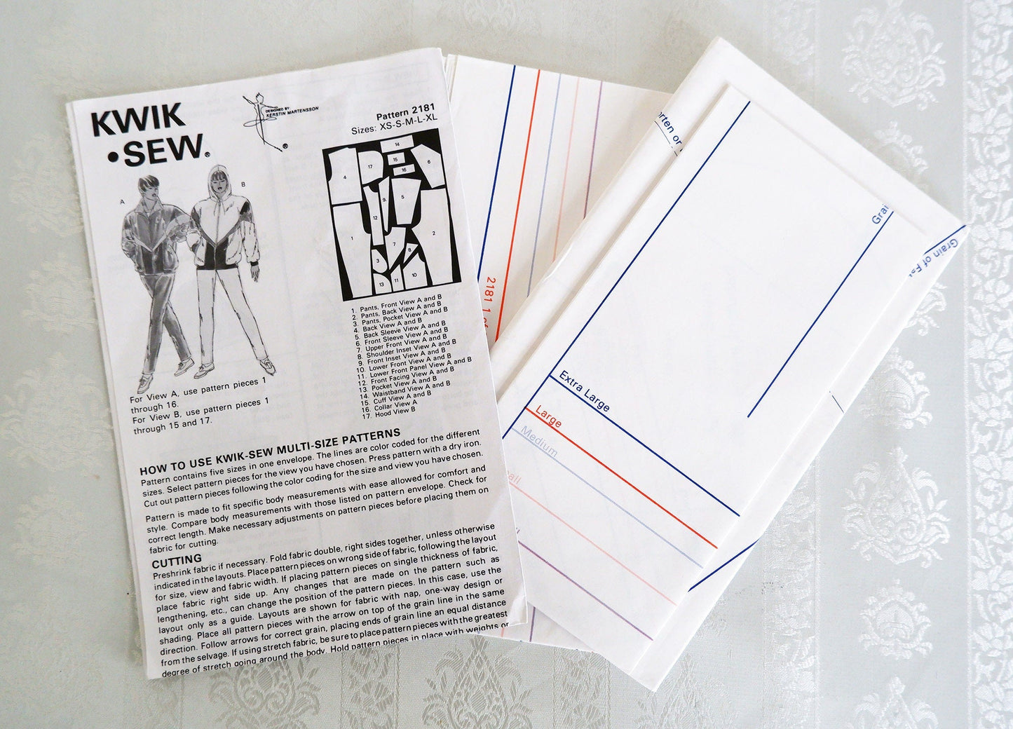 Kwik Sew 2181, wind suit pattern, jacket and pants pattern, Sizes XS - XL