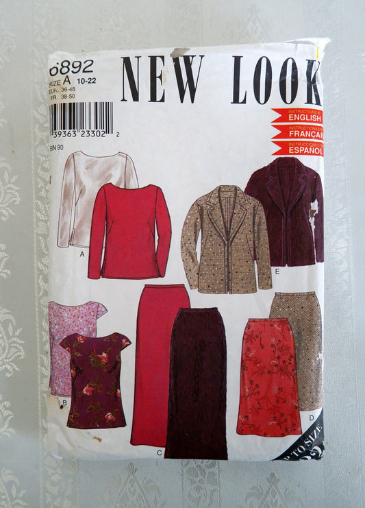 New Look 6892, misses' jacket tops and skirts pattern, Sizes 10 - 22