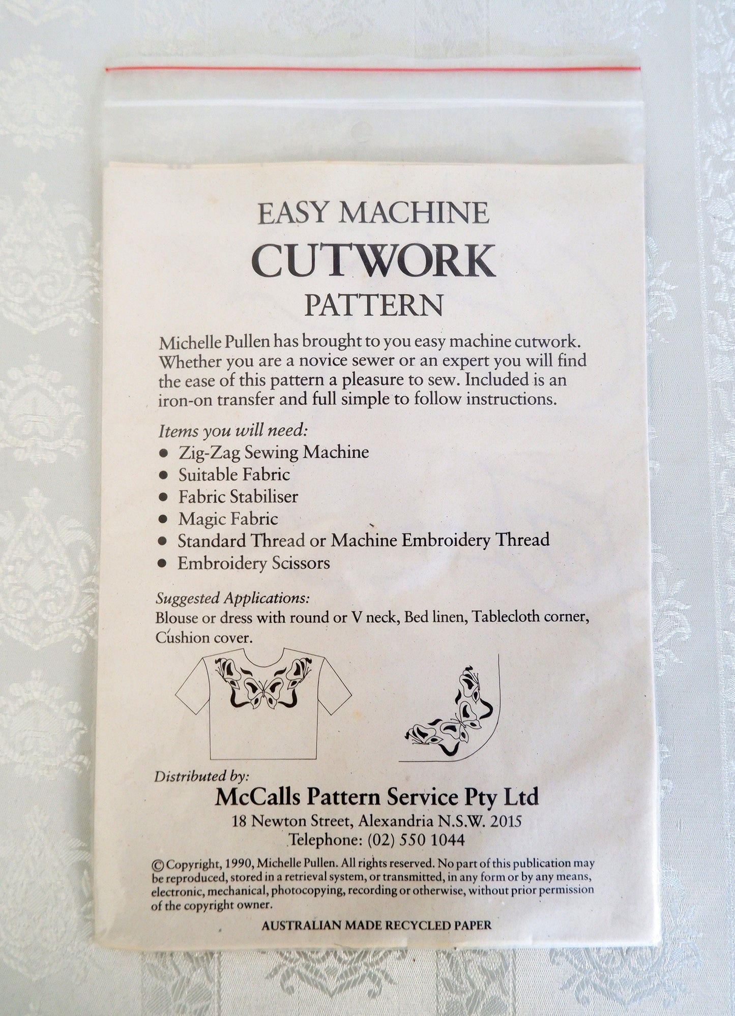 Easy machine butterfly cutwork pattern by Michelle Pullen