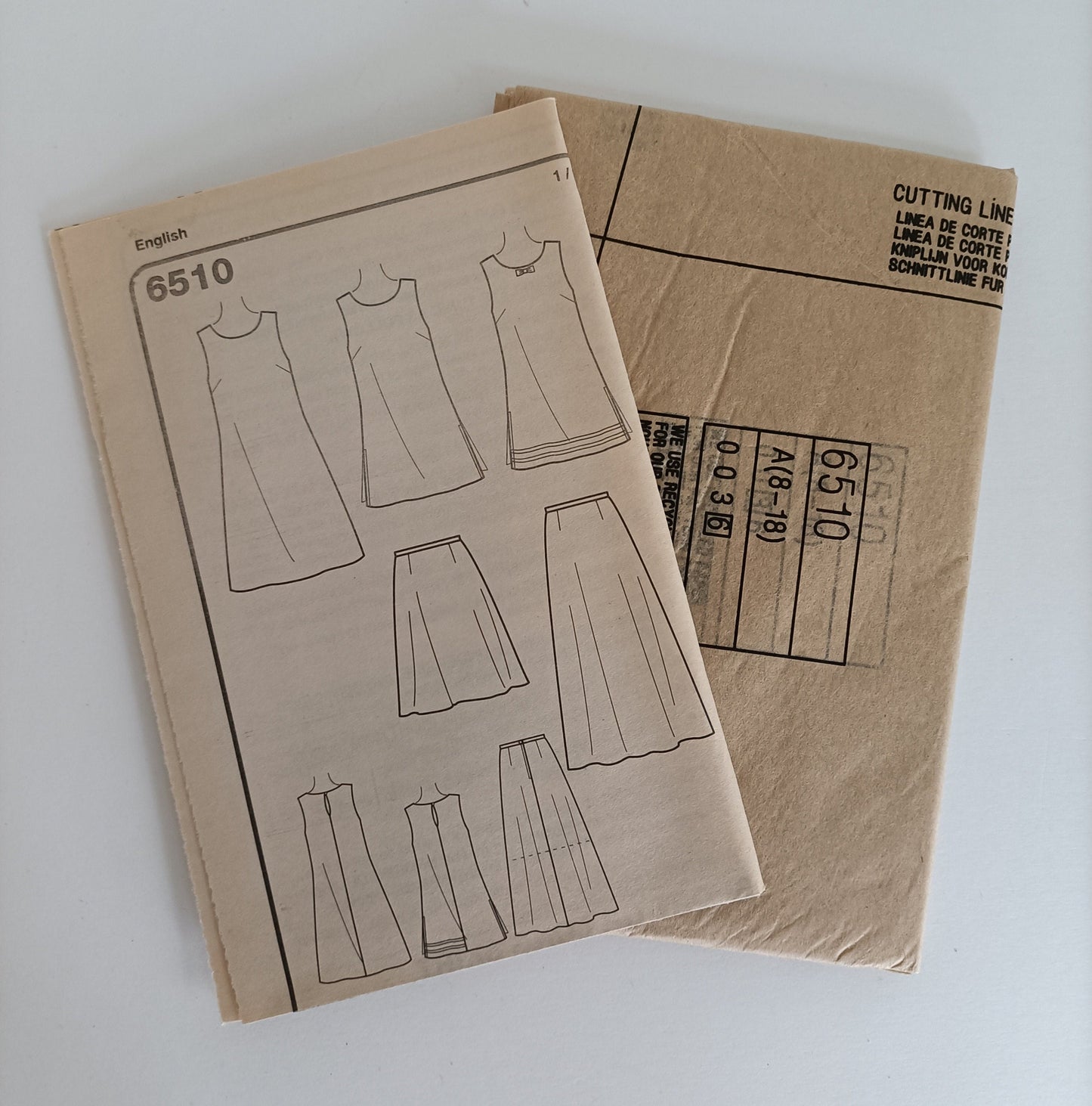 Dress tunic and skirt pattern in sizes 8 to 18. New Look 6510.