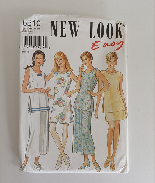 Dress tunic and skirt pattern in sizes 8 to 18. New Look 6510.