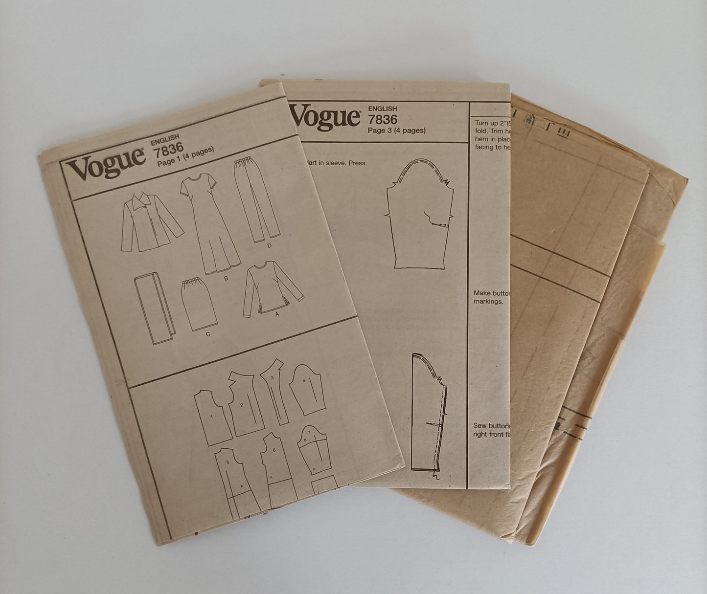 Vogue V7836 jacket top dress skirt pants and scarf pattern. Sizes 14 - 18.