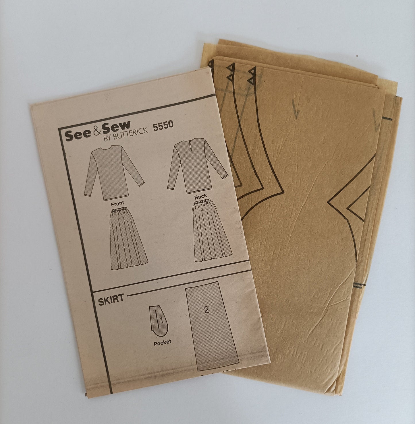 See and Sew 5550, misses' top and skirt pattern, sizes 14 - 18