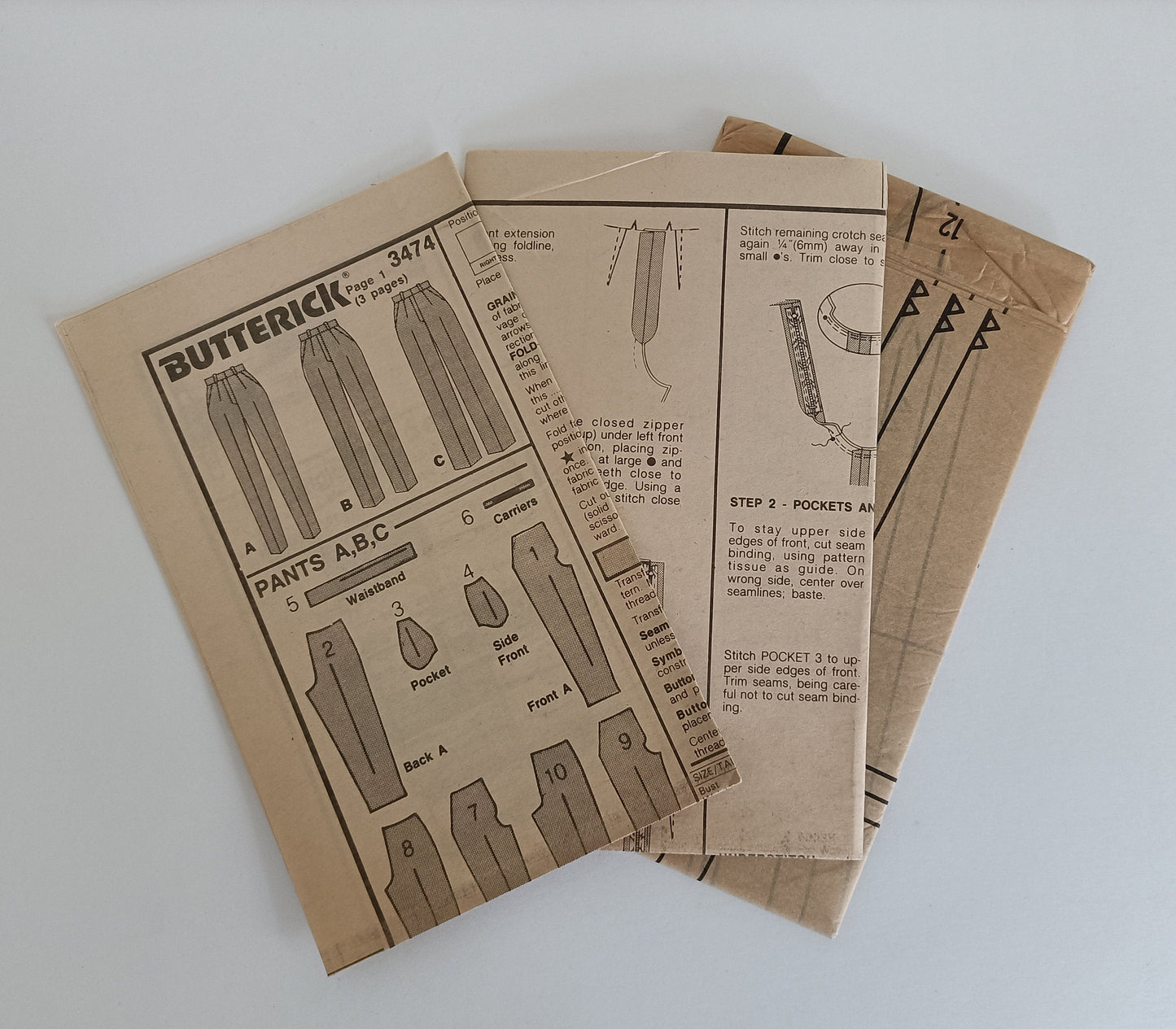 Butterick 3474, Misses' proportion pants pattern, Sizes 12 - 16