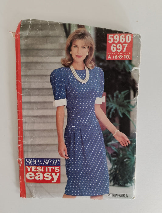 See and Sew 5960 697, misses' petite dress pattern, sizes 6 - 10