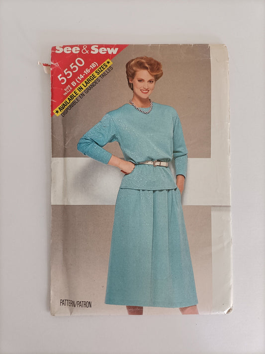See and Sew 5550, misses' top and skirt pattern, sizes 14 - 18