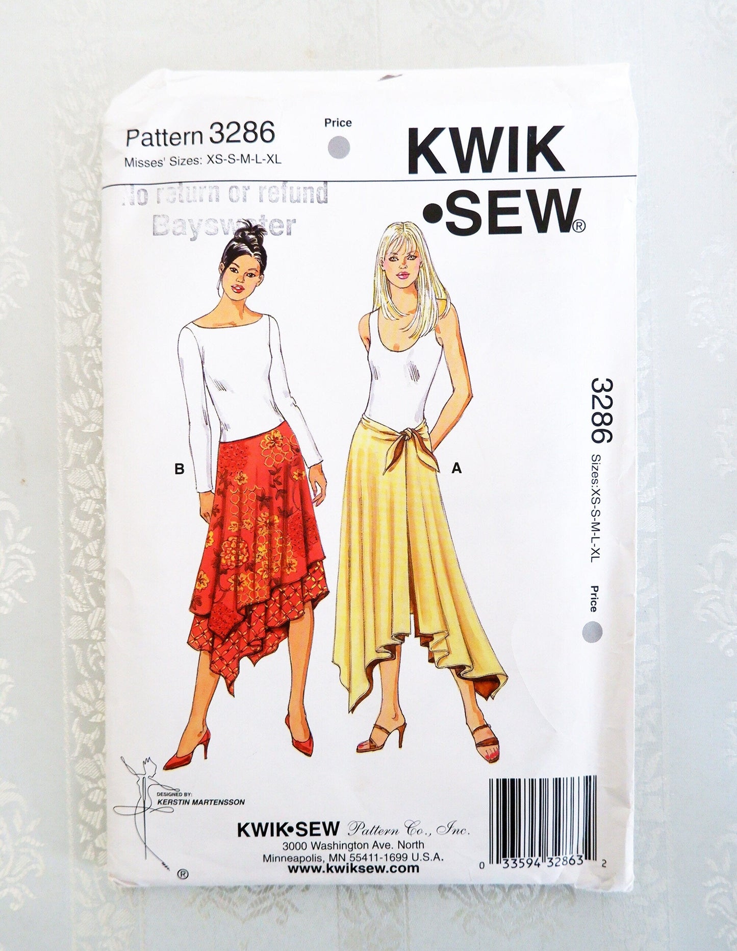 Kwik Sew 3286 Misses skirts pattern sizes XS to XL . Kerstin Martensson design